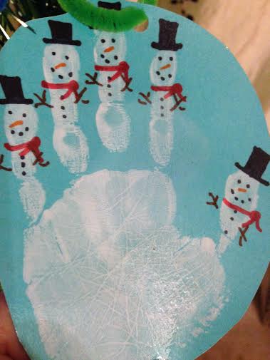snowman handprint ornament