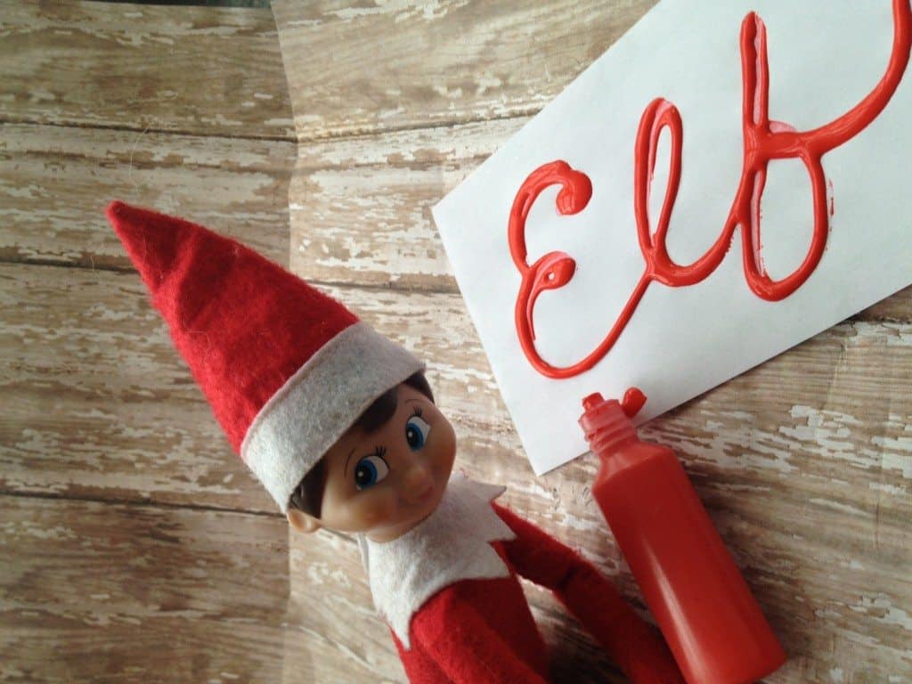 elf on the shelf writing his name
